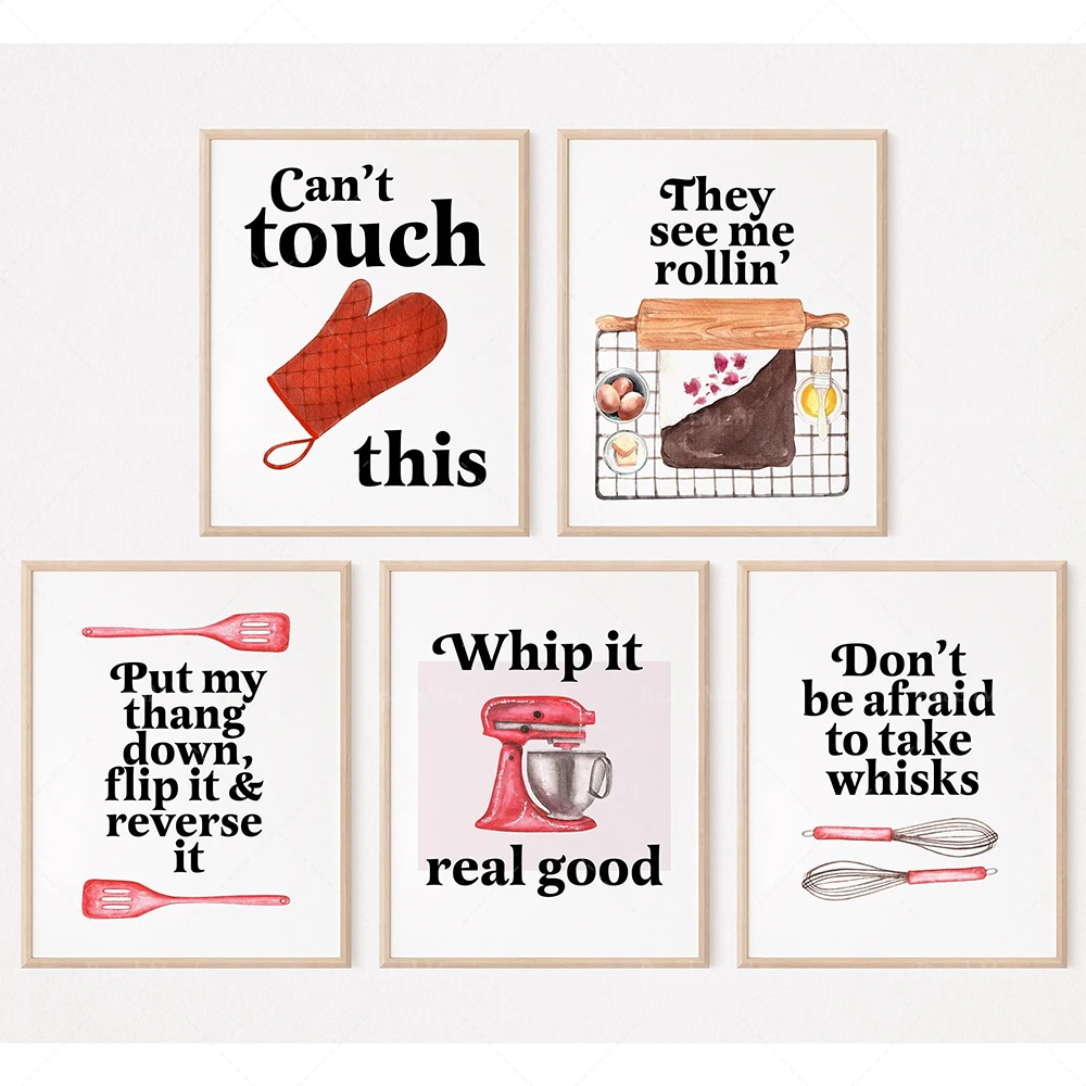 Kitchen Baking Quotes - Pósteres con citas divertidas para hornear,