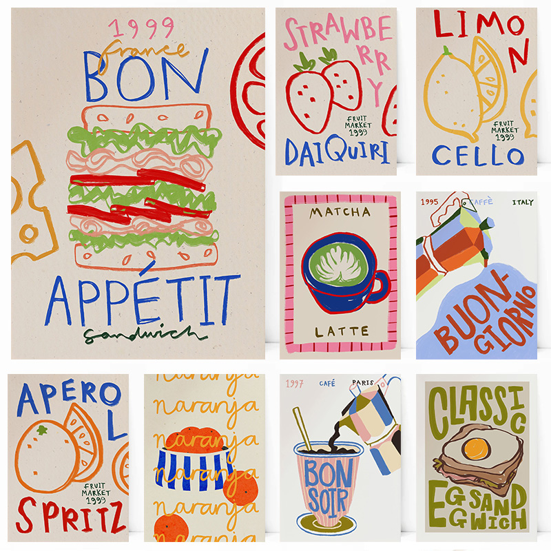 Kitchen Baking Wall Art - Póster de Cocina con Diseño de