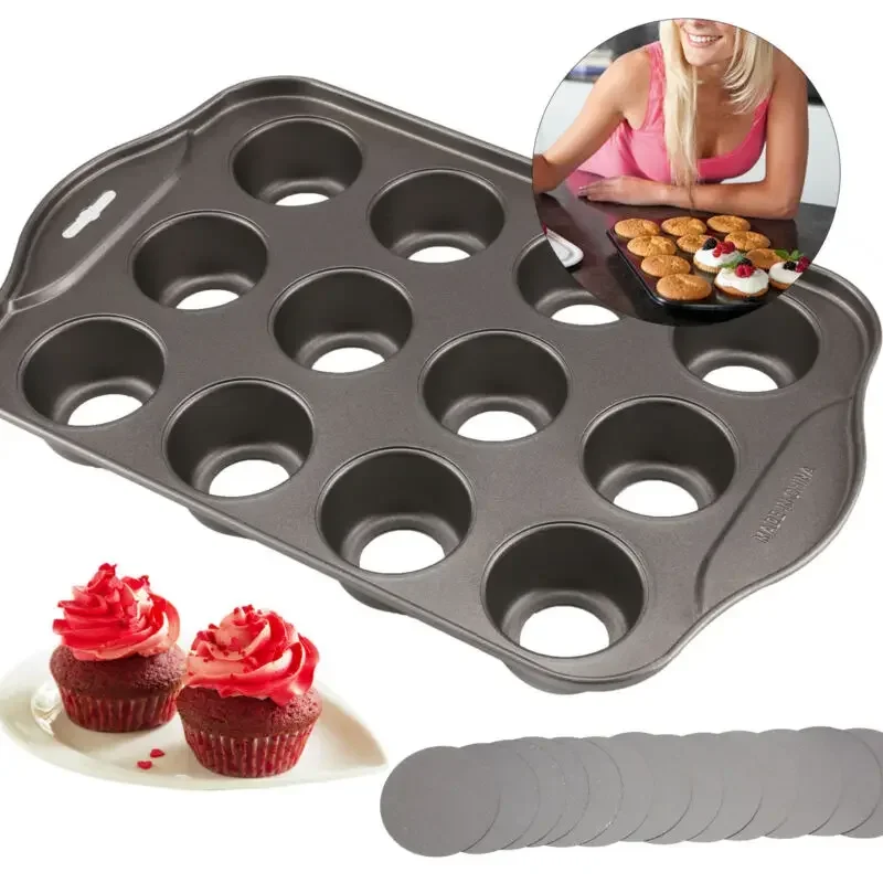 Muffin Tin Nonstick - 12 Mini bandeja para hornear pastel