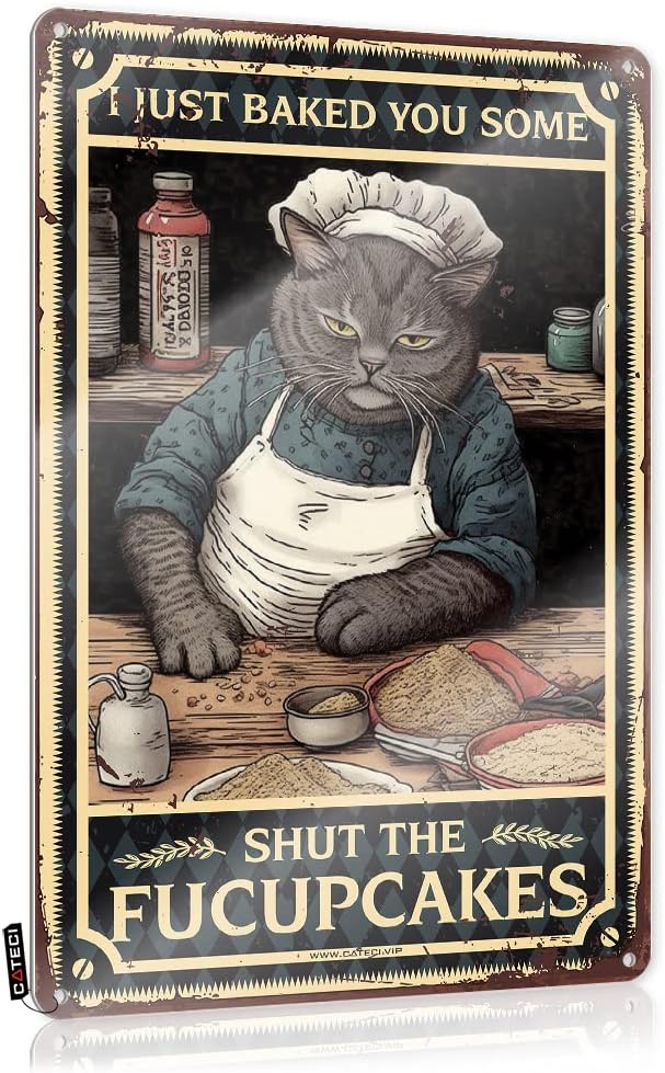 Kitchen Baking Wall Art - Letrero de metal vintage con diseño