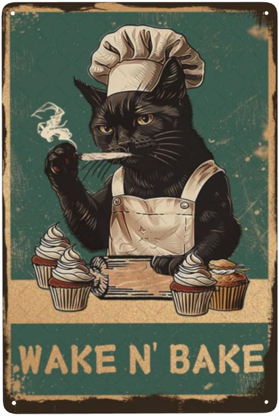 Kitchen Baking Wall Art - Letrero Metálico Wake N' Bake, Decoración