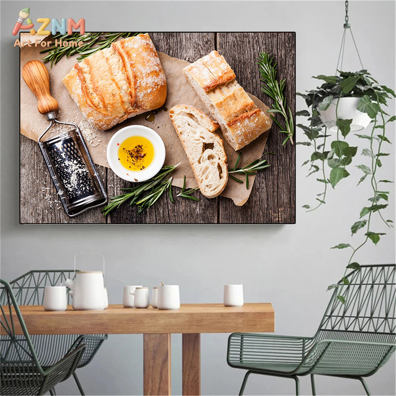 AZNM Pintura Realista de Pan R - Kitchen Baking Wall Art reseña y precio